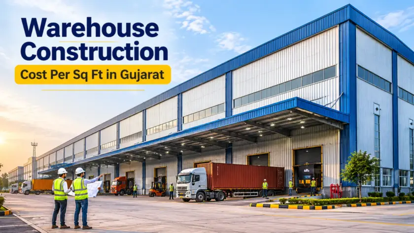 Warehouse construction in Gujarat landscape