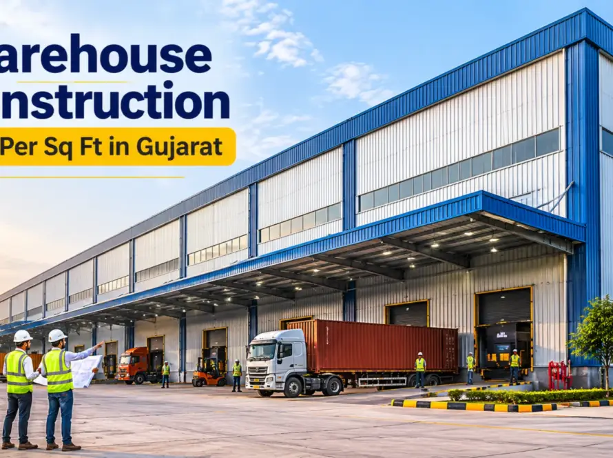 Warehouse construction in Gujarat landscape