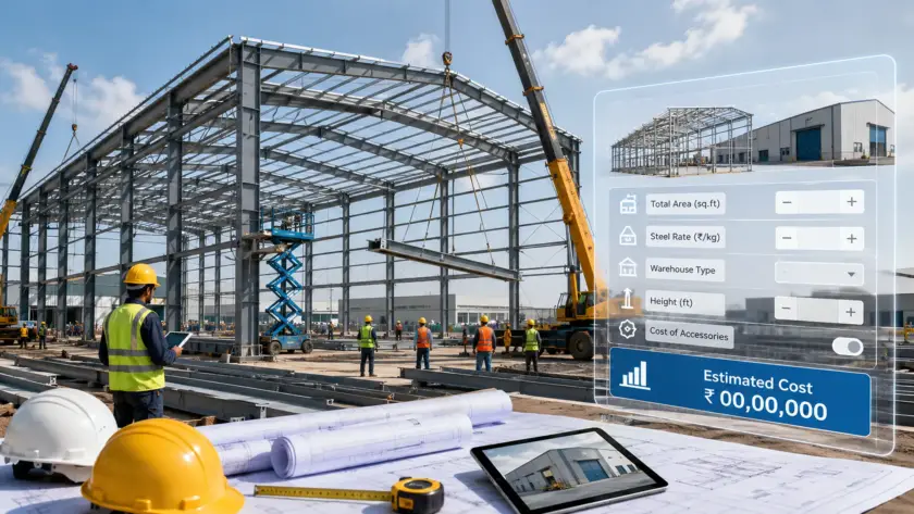PEB warehouse construction cost calculator for estimating warehouse building costs in India