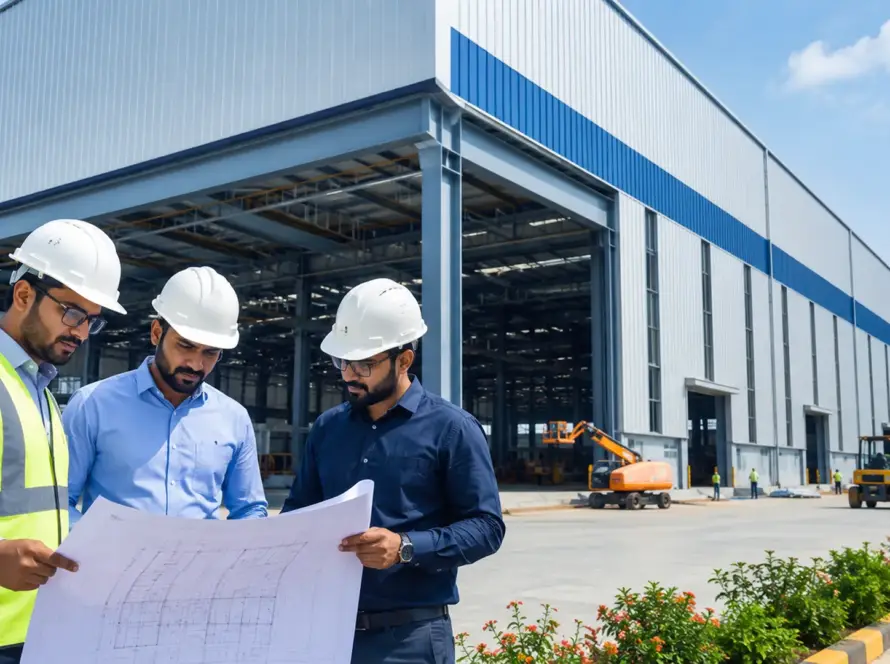Turnkey pre-engineered building contractor delivering a completed industrial warehouse project from design to handover