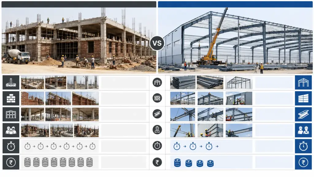 PEB vs Conventional Warehouse Construction Comparison PEB warehouse construction compared with conventional warehouse construction