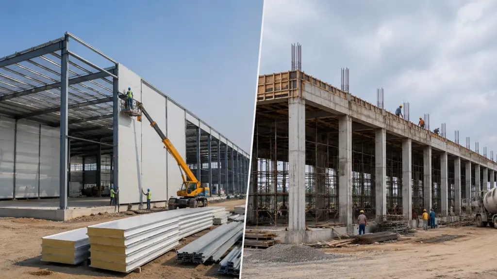 PEB and RCC construction methods compared for cold storage buildings