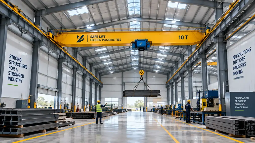 Gantry crane installed in crane-supported PEB structure — [industry] project