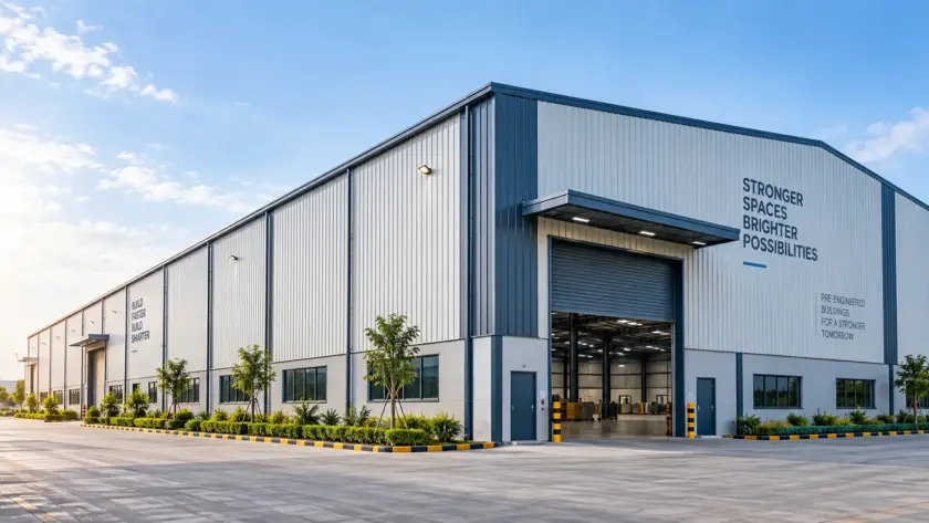 Fire-rated PEB structure — pre-engineered steel warehouse built for fire safety compliance in India