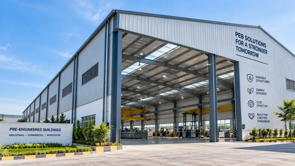 Pre-engineered steel factory building designed for green building certification IGBC LEED