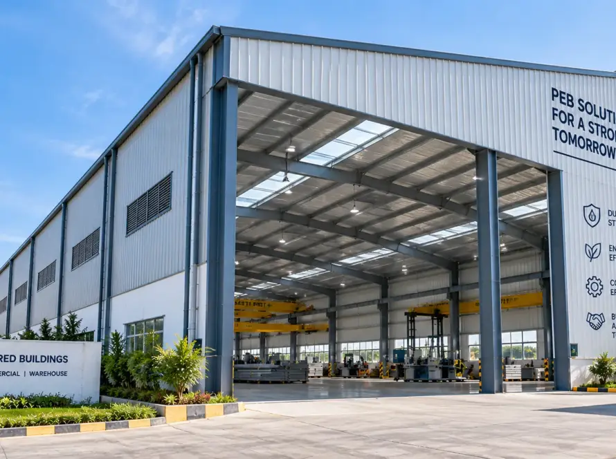 Pre-engineered steel factory building designed for green building certification IGBC LEED