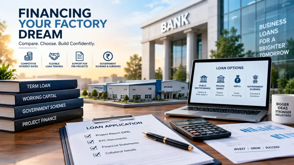 Loan options and lenders for factory setup financing in India