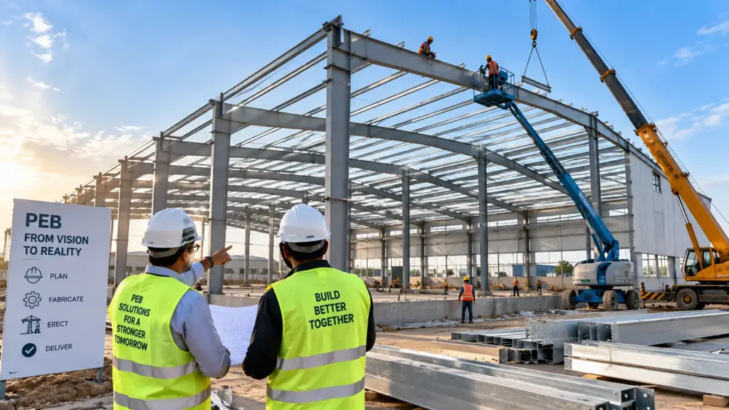 PEB structure erection site in Ankleshwar Bharuch corridor